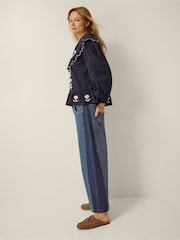 Monsoon Blue Talia Oversized Collar Tulip Top - Image 5 of 6