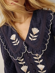 Monsoon Blue Talia Oversized Collar Tulip Top - Image 6 of 6