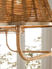 Brass Stratford Woven Rattan 4 Light Chandelier Ceiling Light - Image 3 of 7