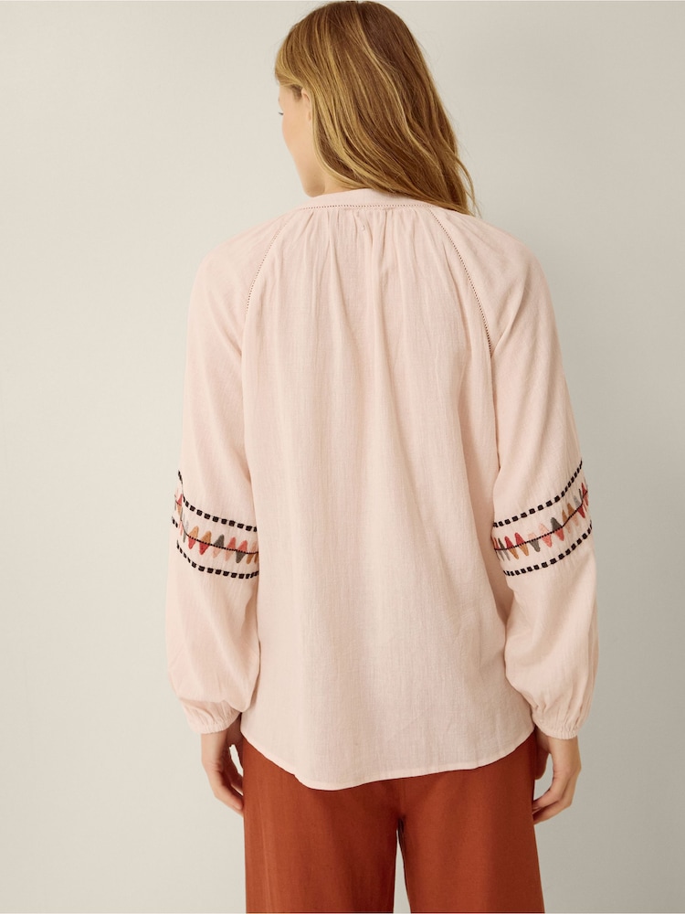 Monsoon Pink Aoife Geometric Embroidered Top - Image 2 of 4 Monsoon Pink Aoife Geometric Embroidered Top - Image 2 of 4
