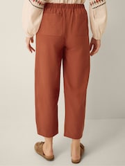 Monsoon Orange Joanie Linen Blend Barrel Trousers - Image 2 of 4