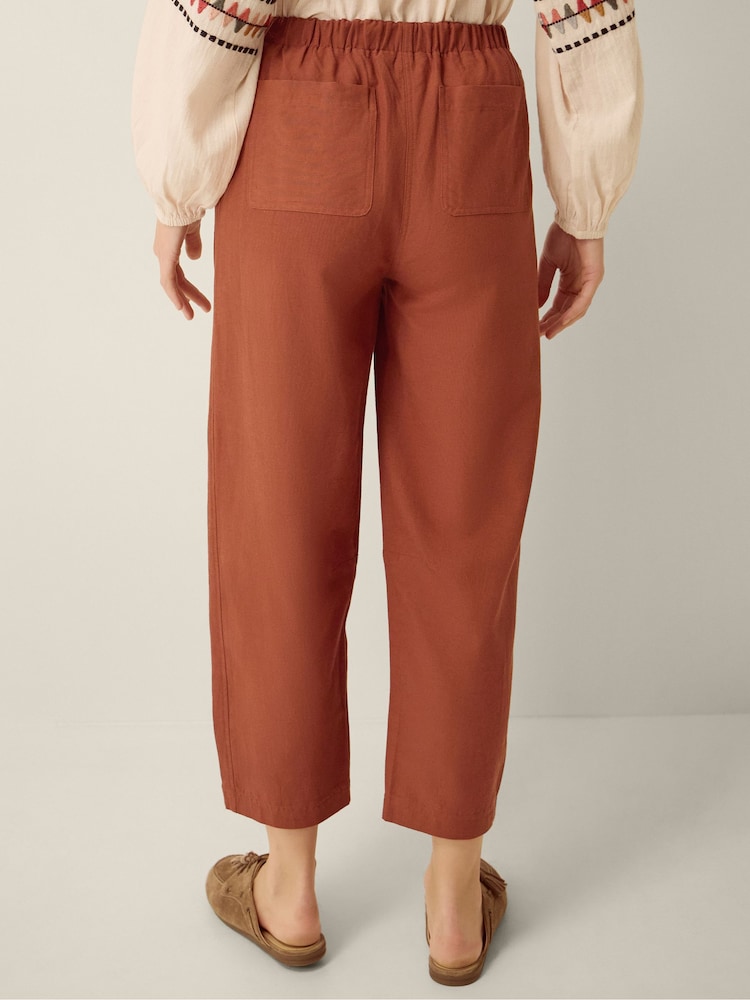 Monsoon Orange Joanie Linen Blend Barrel Trousers - Image 2 of 4
