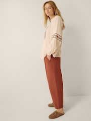 Monsoon Orange Joanie Linen Blend Barrel Trousers - Image 3 of 4