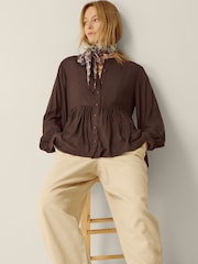 Monsoon Brown Sandy Relaxed Blouse - Image 4 of 5