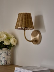 Brass Stratford Woven Rattan Wall Light - Image 2 of 5