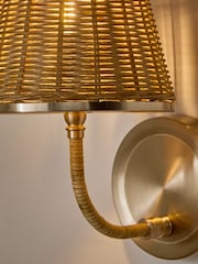 Brass Stratford Woven Rattan Wall Light - Image 3 of 5