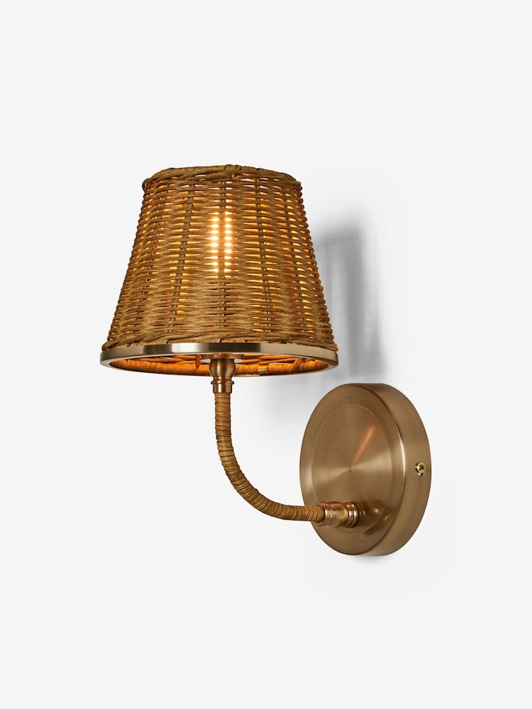 Brass Stratford Woven Rattan Wall Light - Image 5 of 5