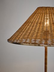 Brass Stratford Woven Rattan Floor Lamp - Image 3 of 6