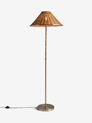 Brass Stratford Woven Rattan Floor Lamp - Image 6 of 6