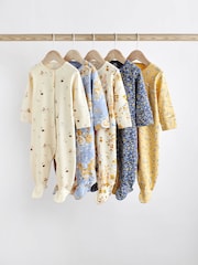 Ochre Yellow Baby Footed Sleepsuits 5 Pack (0-2yrs) - Image 1 of 16