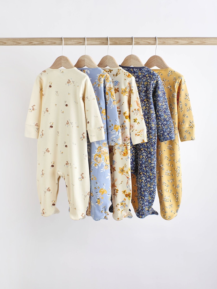 Ochre Yellow Baby Footed Sleepsuits 5 Pack (0-2yrs) - Image 2 of 16