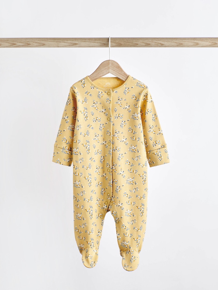 Ochre Yellow Baby Footed Sleepsuits 5 Pack (0-2yrs) - Image 5 of 16