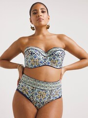 Joanna Hope Blue Tile Print High Waist Bikini Bottoms - Image 1 of 4