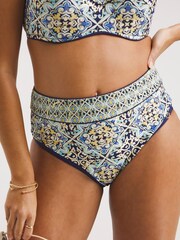 Joanna Hope Blue Tile Print High Waist Bikini Bottoms - Image 2 of 4