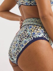 Joanna Hope Blue Tile Print High Waist Bikini Bottoms - Image 3 of 4