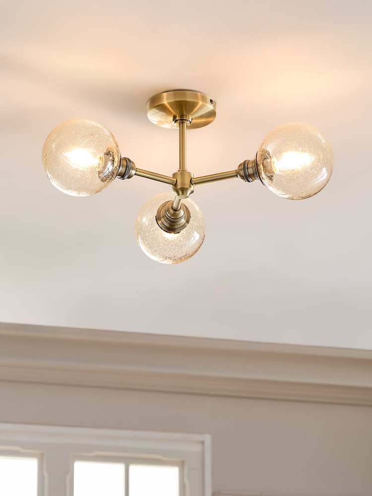Brass Norton 3 Light Flush Fitting Ceiling Light - Image 1 of 4