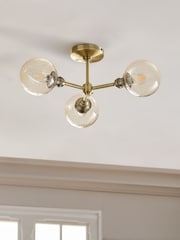 Brass Norton 3 Light Flush Fitting Ceiling Light - Image 2 of 4