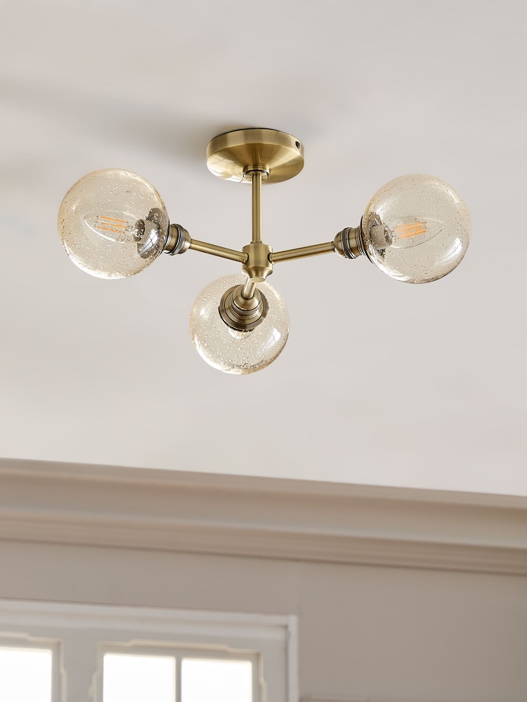 Brass Norton 3 Light Flush Fitting Ceiling Light - Image 2 of 4