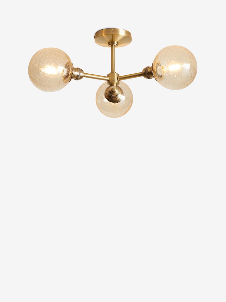 Brass Norton 3 Light Flush Fitting Ceiling Light - Image 4 of 4