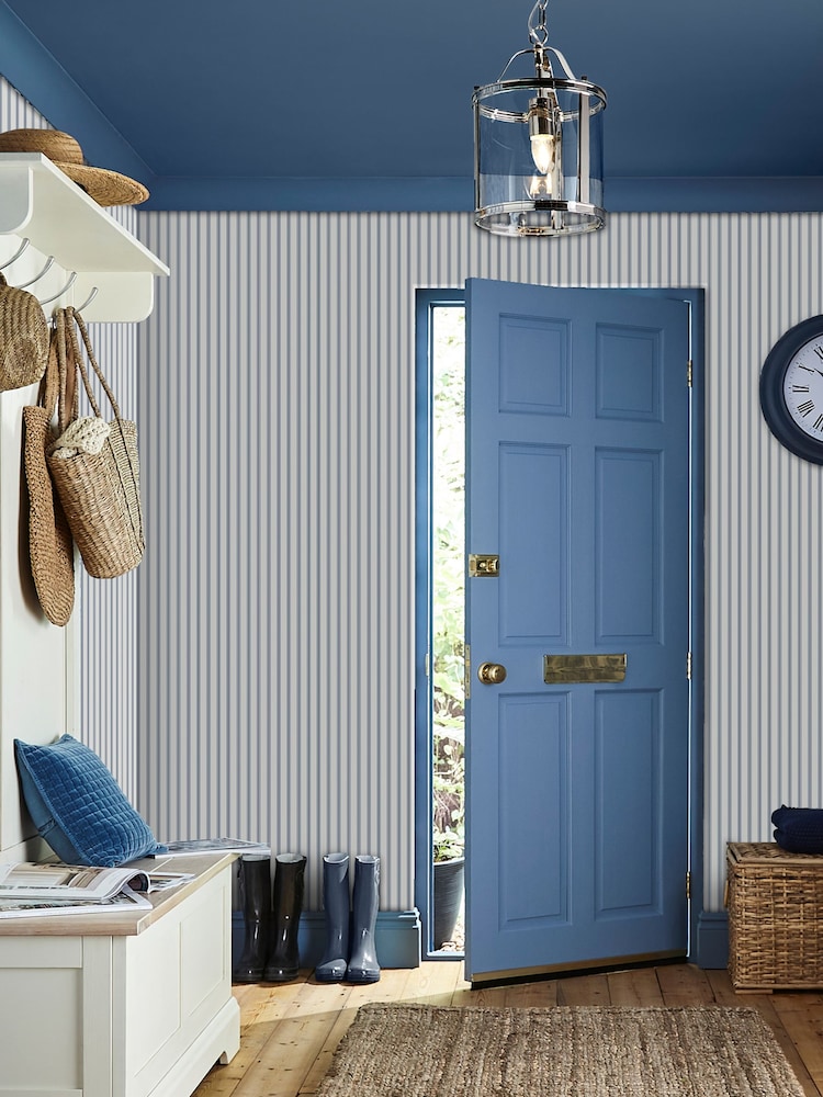 Laura Ashley Blue Farnworth Stripe A4 Wallpaper Sample - Image 1 of 1