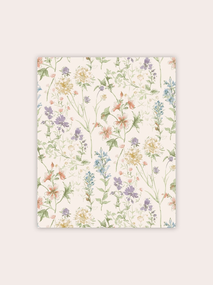 Laura Ashley Pink Wild Meadow Chalk A4 Wallpaper Sample - Image 2 of 2