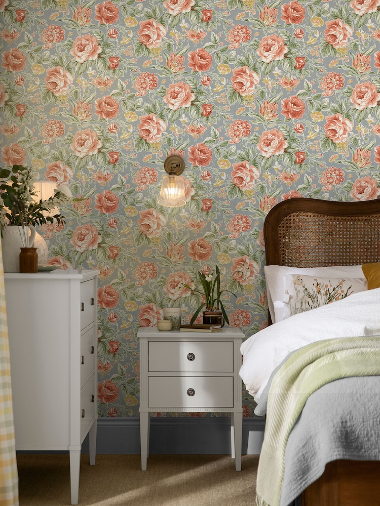 Laura Ashley Yellow Wild Roses Ochre A4 Wallpaper Sample - Image 1 of 2