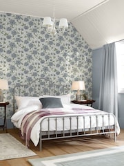 Laura Ashley Blue Pickworth Posy Pale Seaspray Blue A4 Wallpaper Sample - Image 1 of 2