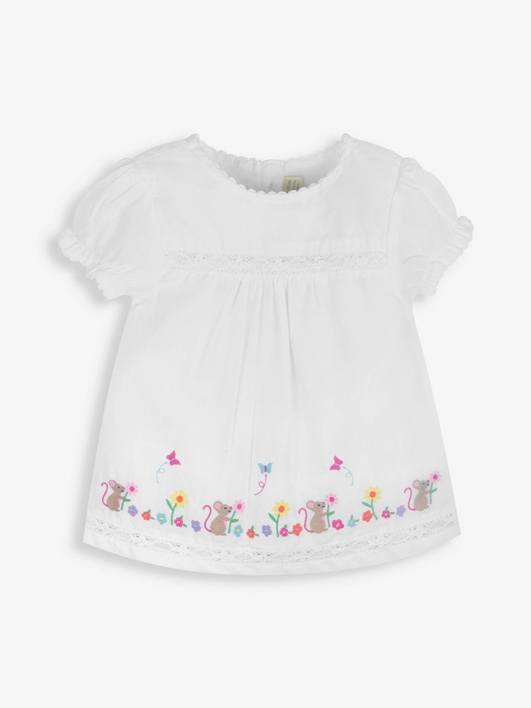 JoJo Maman Bébé White Mouse Embroidered Blouse - Image 1 of 3