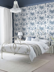 Laura Ashley Blue Tuileries Midnight Blue A4 Wallpaper Sample - Image 1 of 2