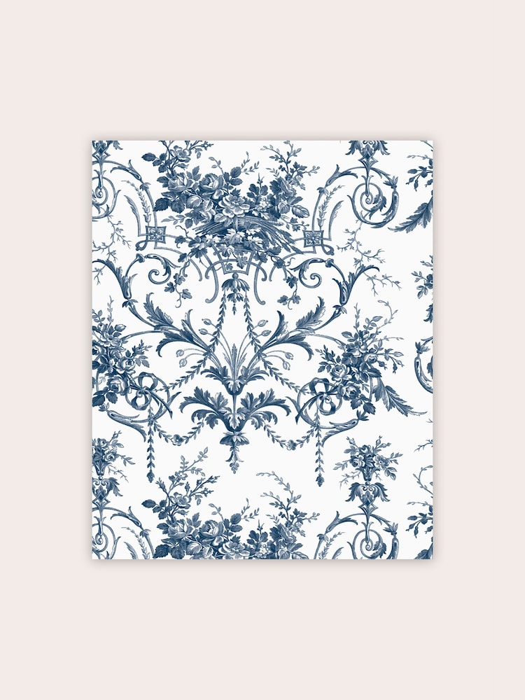Laura Ashley Blue Tuileries Midnight Blue A4 Wallpaper Sample - Image 2 of 2