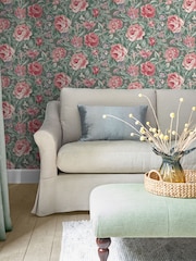 Laura Ashley Green Wild Roses A4 Wallpaper Sample - Image 1 of 2