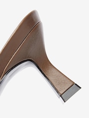 Taupe Brown Signature Leather Toe Thong Mules - Image 5 of 5