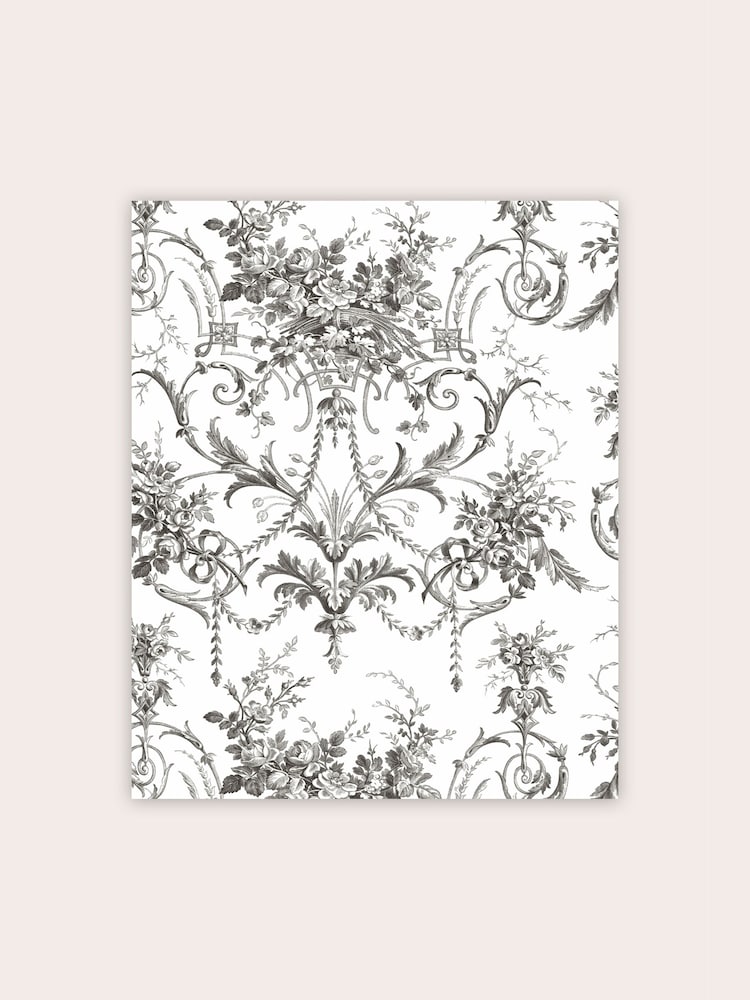 Laura Ashley Grey Tuileries Charcoal Grey A4 Wallpaper Sample - Image 2 of 2