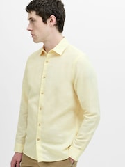 French Connection Yellow Cotton Linen Blend Button Long Sleeve Shirt - Image 2 of 6