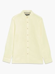 French Connection Yellow Cotton Linen Blend Button Long Sleeve Shirt - Image 3 of 6