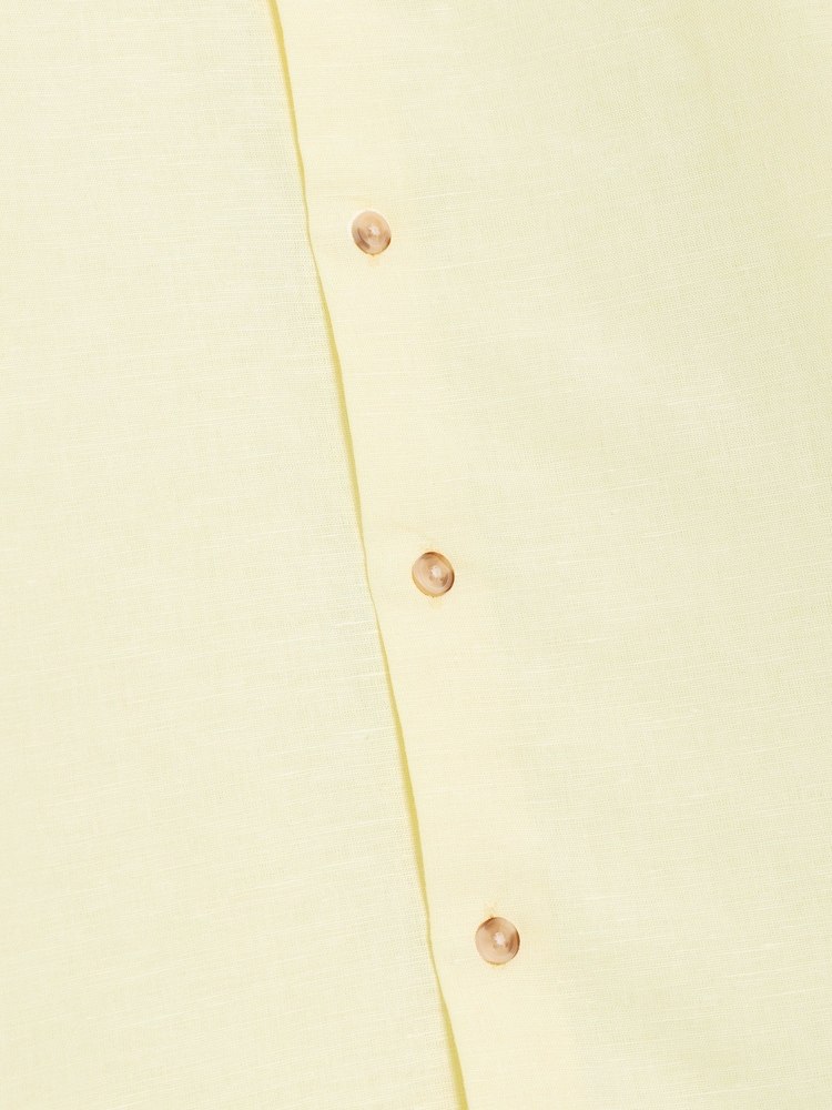 French Connection Yellow Cotton Linen Blend Button Long Sleeve Shirt - Image 6 of 6