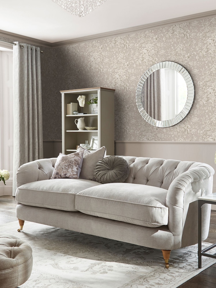 Laura Ashley Grey Heledd Blooms Dove Grey A4 Wallpaper Sample - Image 1 of 2