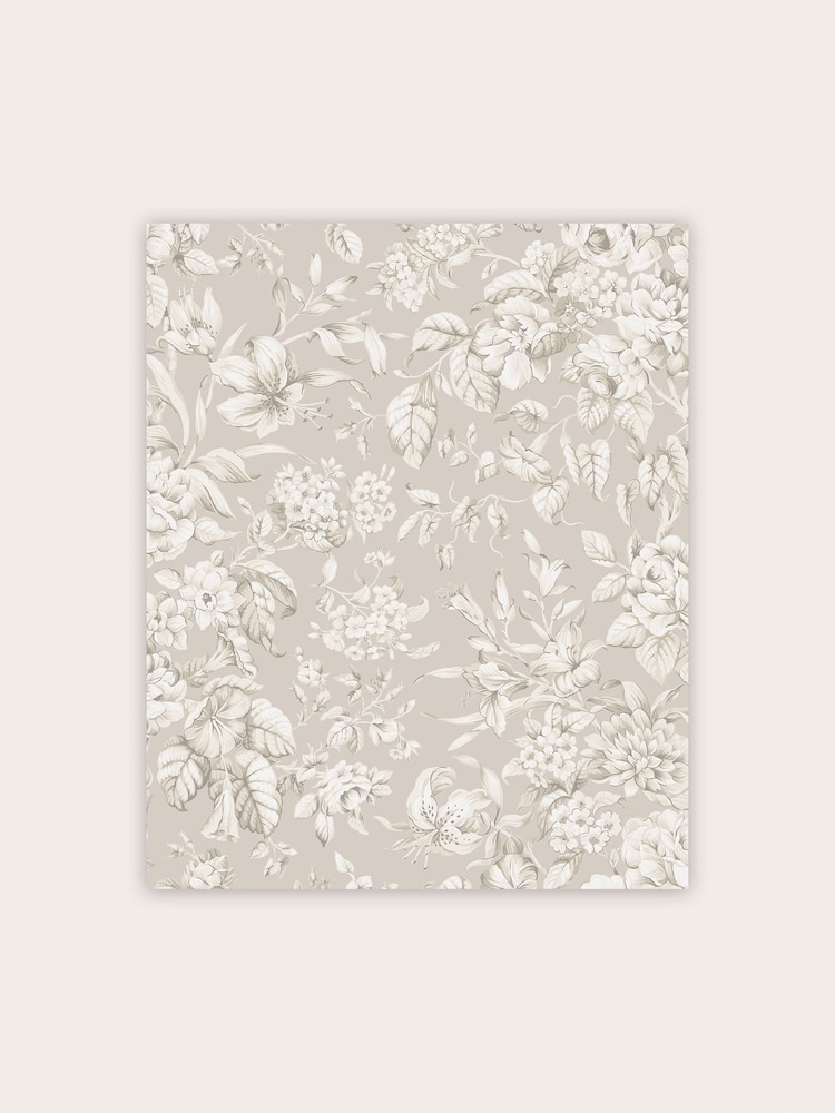 Laura Ashley Grey Heledd Blooms Dove Grey A4 Wallpaper Sample - Image 2 of 2