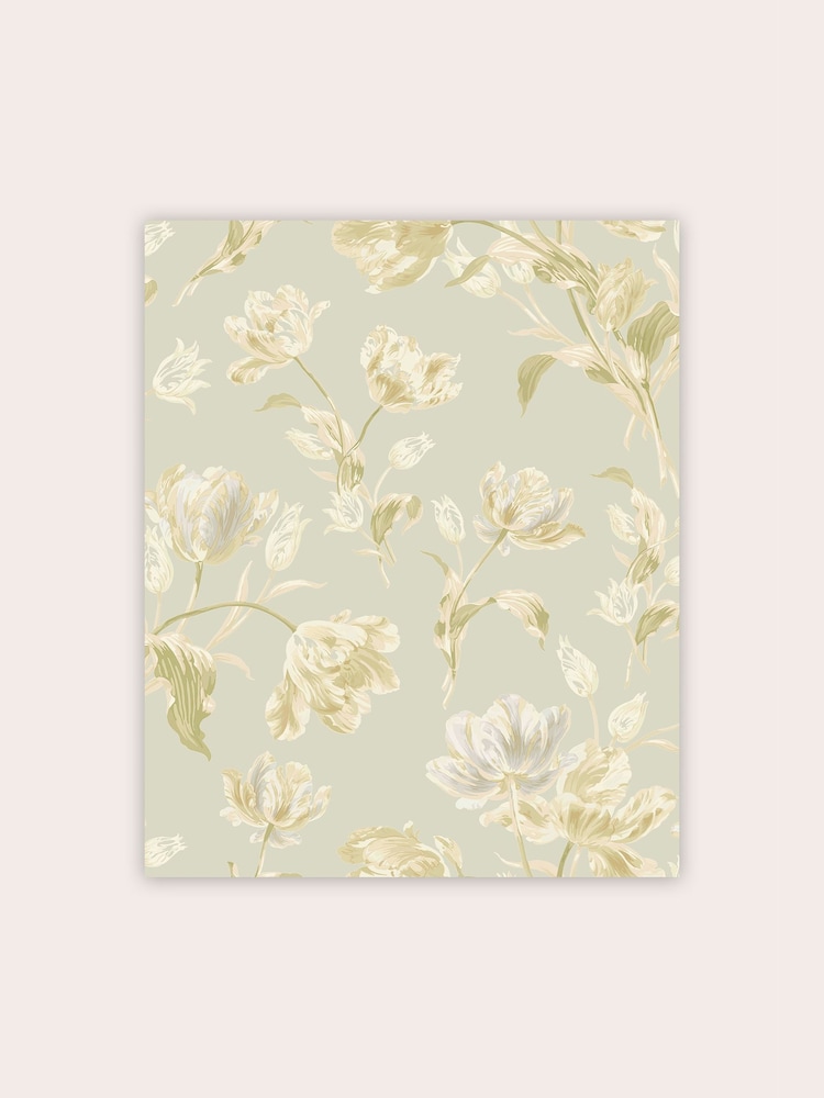 Laura Ashley Sage Green Gosford A4 Wallpaper Sample - Image 2 of 2