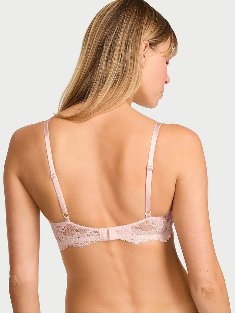 Victoria's Secret Sheer Blush Pink Unlined Balcony Shine Bow Lace Bra - Image 2 of 2 Victoria's Secret Sheer Blush Pink Unlined Balcony Shine Bow Lace Bra - Image 2 of 2
