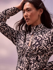 Mint Velvet Black Print Midi Dress - Image 4 of 8