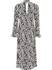 Mint Velvet Black Print Midi Dress - Image 8 of 8