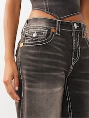 True Religion Brown Baggy Denim Jort Big T Flap Jeans - Image 5 of 5