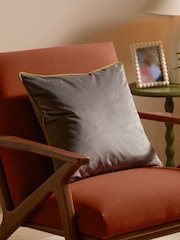 Furn Charcoal/Moss Meridian Velvet 45 x 45cm Cushion Cover - Image 1 of 7