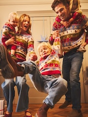 JoJo Maman Bébé Multi Christmas Men's Long Sleeve Character Fairisle Jumper - Image 1 of 5