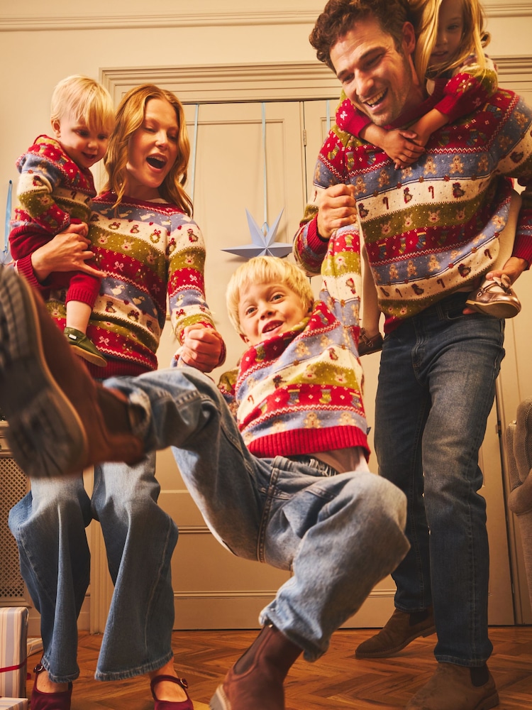 JoJo Maman Bébé Multi Christmas Men's Long Sleeve Character Fairisle Jumper - Image 1 of 5 JoJo Maman Bébé Multi Christmas Men's Long Sleeve Character Fairisle Jumper - Image 1 of 5