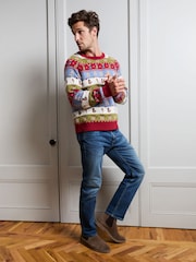 JoJo Maman Bébé Multi Christmas Men's Long Sleeve Character Fairisle Jumper - Image 3 of 5