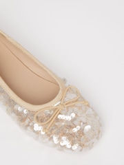 Lipsy Nude Pink Metallic Flat Slip On Square Toe Party Ballerina - Image 3 of 4