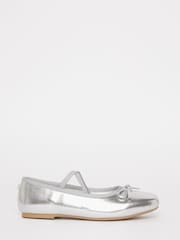 Lipsy Silver Metallic Flat Slip On Square Toe Party Ballerina - Image 2 of 4