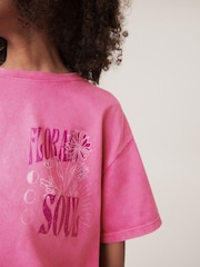 Pink Acid Wash 100% Cotton Graphic T-Shirt (3-16yrs) - Image 5 of 8